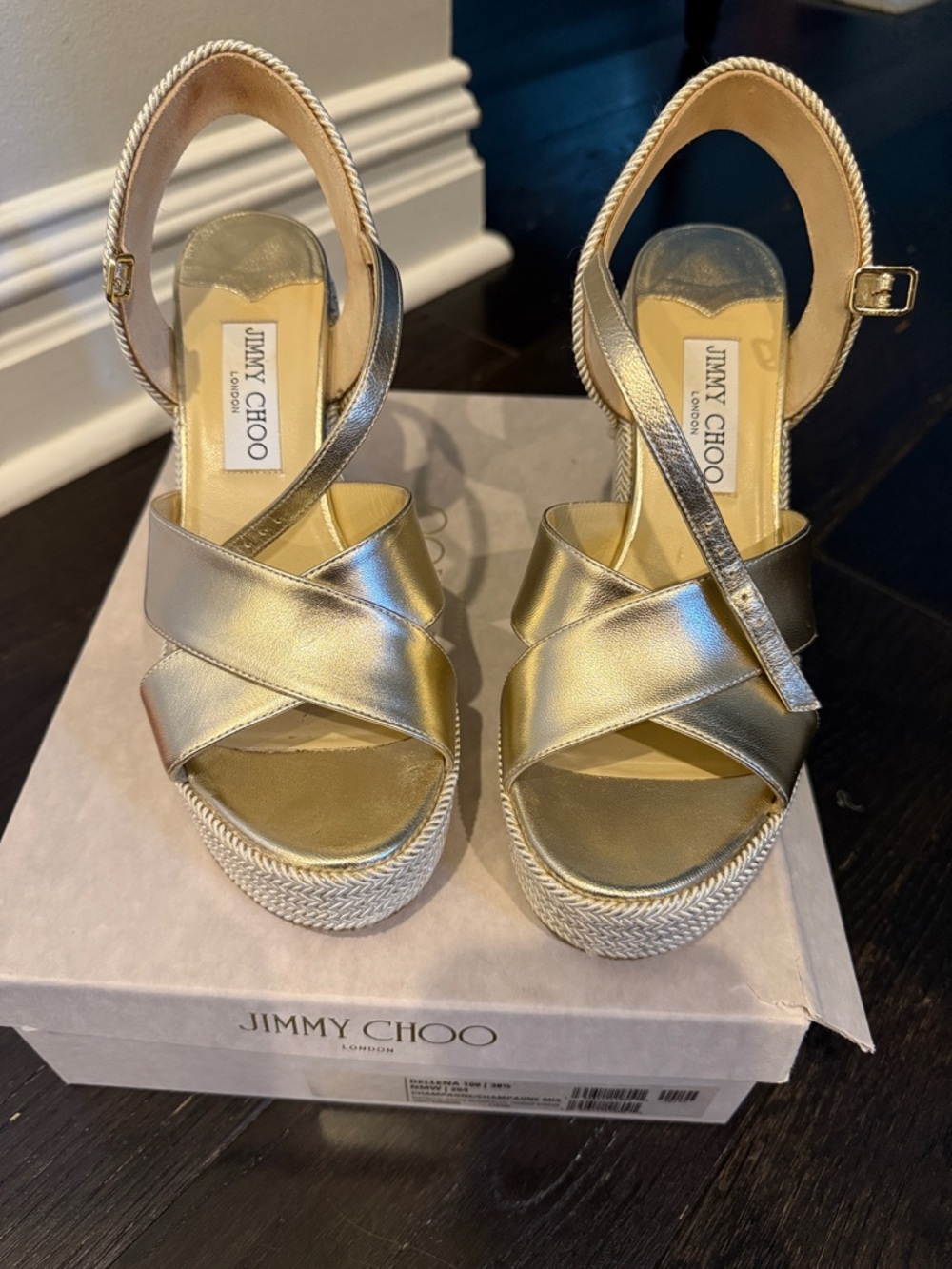 Jimmy Choo Dellena 100 38.5 Champaign